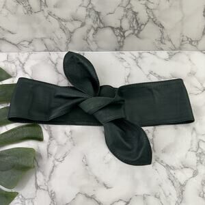 Calvin Klein Womens Vintage 90s Leather Belt Size M Dark Green Tie Waist Wide